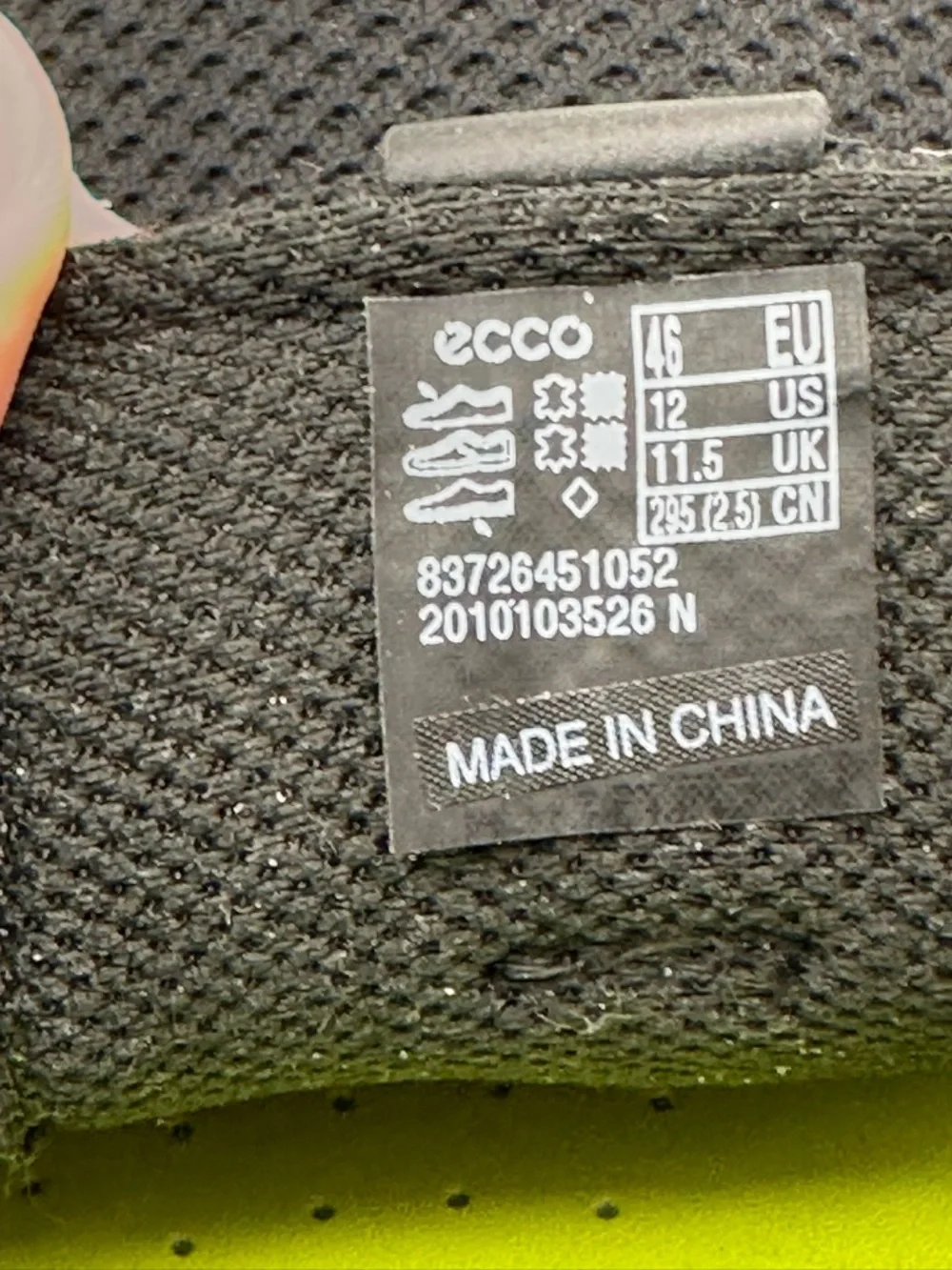 Ecco ST. 1 Men's Hybrid Lite Mesh Black Knit Derby Oxford Shoes Lime Insole